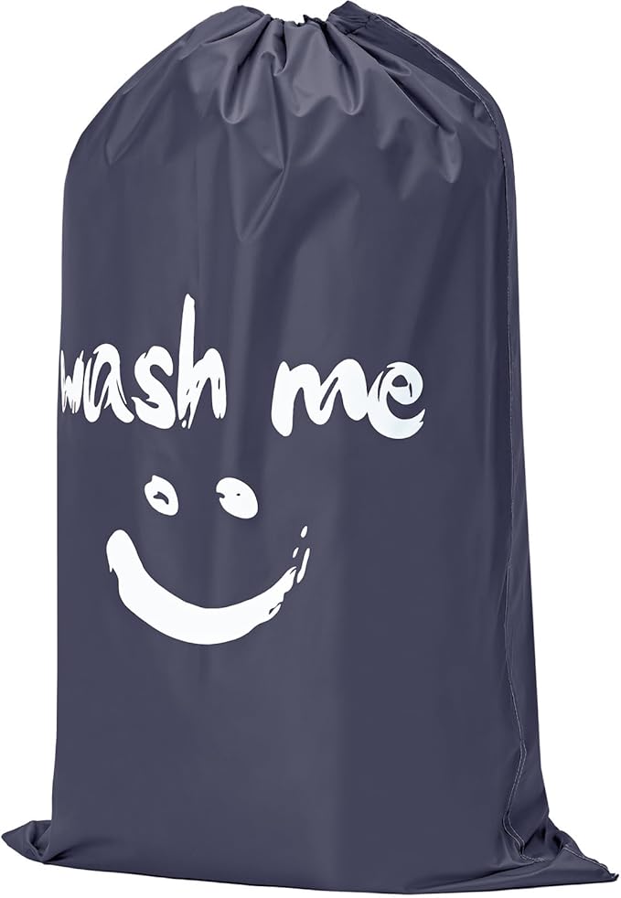 HOMEST 2 Pack XL Wash Me Travel Laundry Bag, Dirty Clothes Organizer, Large Enough to Hold 4 Loads of Laundry, Easy Fit a Laundry Hamper or Basket, Grey