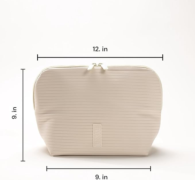 THE VERTI-Vertical Waterproof Makeup & Toiletry Bag | 23-Pocket Organizer with Upright, Fold-Down Design for Skincare, Toiletries & Essentials (Shell)
