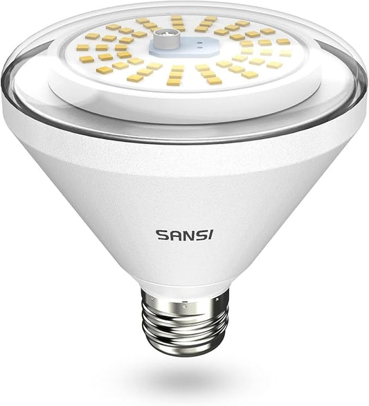 SANSI 200W Equiv. Full Spectrum LED Grow Light Bulb 4000K IP54 Waterproof | BR30 24W Grow Bulb with 120° Wide Beam Angle, Daylight White Plant Light E26 Base for Indoor Outdoor Plants, Non-Dimmable