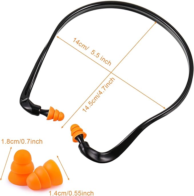 BBTO Banded Earplugs for Shooting Range Band Ear Plugs Lightweight Silicone Earplugs for Hearing Protection, Noise Reduction, Work, Construction, Sleeping, Concerts, Sports Racing(Orange,4 Pcs)