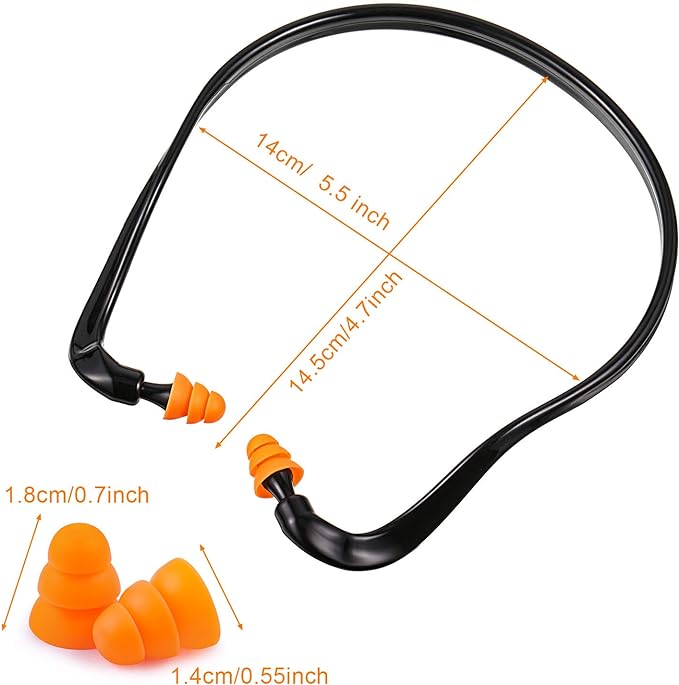 BBTO Banded Earplugs for Shooting Range Band Ear Plugs Lightweight Silicone Earplugs for Hearing Protection, Noise Reduction, Work, Construction, Sleeping, Concerts, Sports Racing(Orange,16 Pcs)