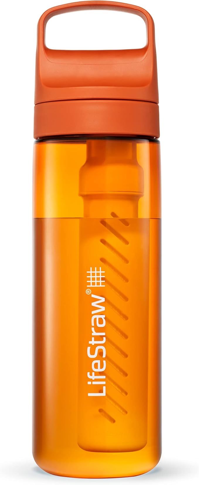 LifeStraw Go Series – BPA-Free Water Filter Bottle for Travel and Everyday Use, Removes Bacteria, Parasites and Microplastics, Improves Taste, 22 Ounce, Kyoto Orange