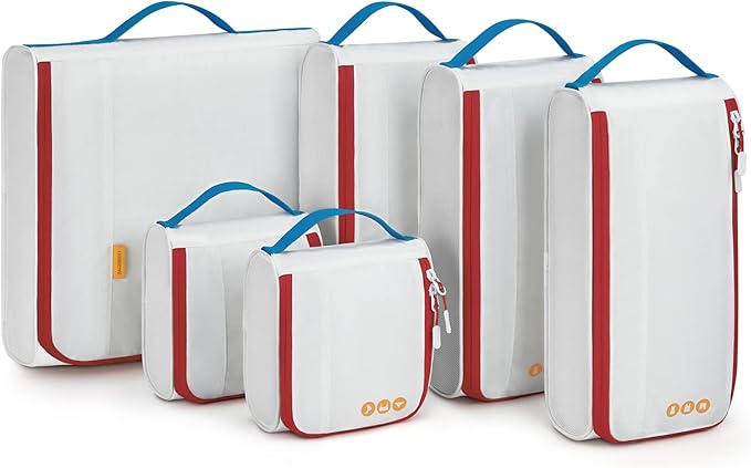 BAGSMART Keep Shape Packing Cubes for Travel, 6 Set Travel Cubes for Packing, Lightweight Suitcase Organizer Bags Set for Travel Essentials