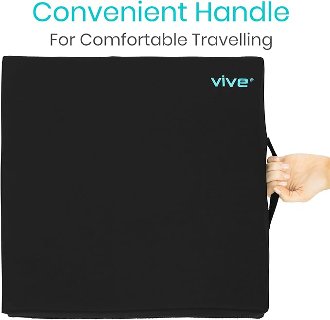 Vive Wheelchair Cushion - Gel Seat Pad for Coccyx, Orthopedic Back Support, Sciatica & Tailbone Pain Relief - Waterproof Cover + 4 Layer Foam Support & Comfort for Pressure Sore & Ulcers