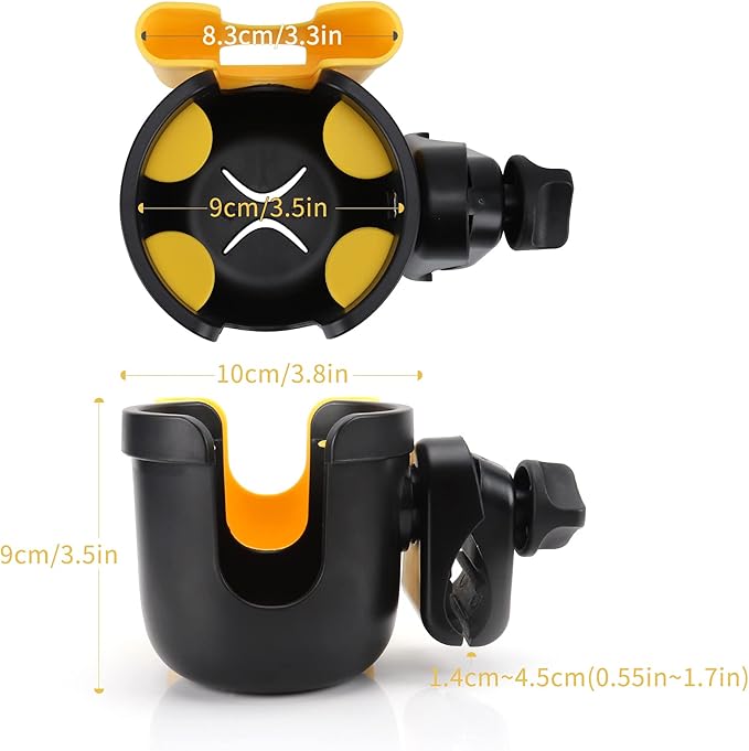 Accmor Stroller Cup Holder with Phone Holder, Bike Cup Holder, Universal Cup Holder for Uppababy Nuna Doona Strollers, 2-in-1 Cup Phone Holder for Stroller Bike Wheelchair Walker Accessory