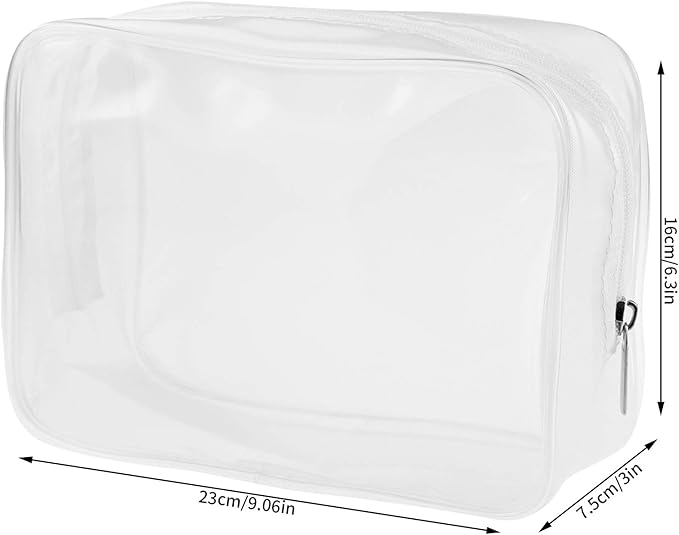Wobe 5 Packs Clear Cosmetics Bag TSA Approved, PVC Zippered Toiletry Carry Pouch Portable Makeup Bag for Vacation Travel, Bathroom and Organizing Waterproof Makeup Vinyl Case (Large, White)