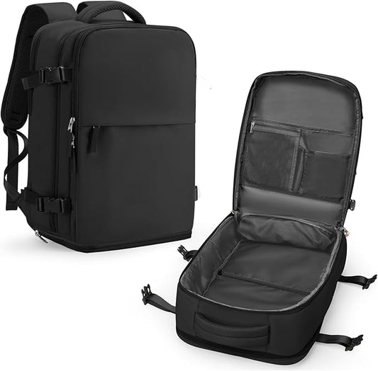 coowoz Black Travel Backpack For Women Men Airline Approved,Carry On Backpack,Large Hiking Backpack Waterproof Outdoor Sports Rucksack Casual Daypack Fit 15.6 Inch Laptop Backpack College Backpack