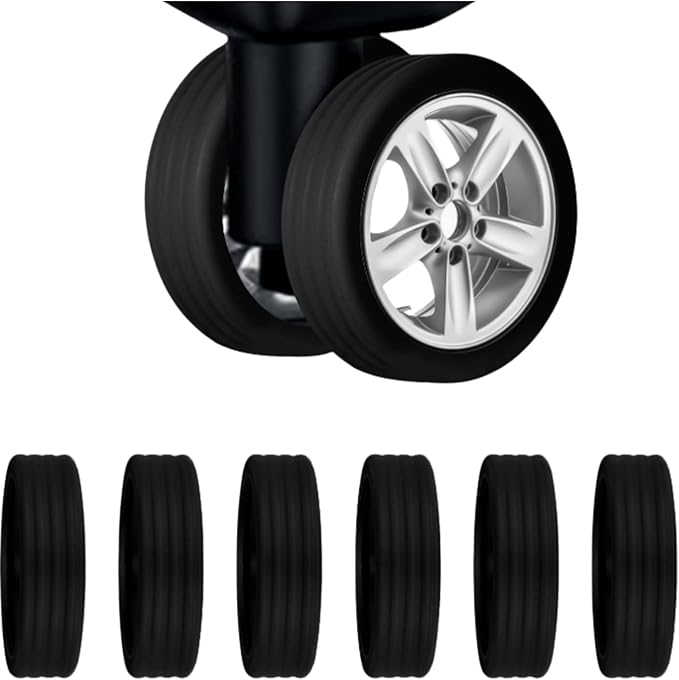 Luggage Tyre Cover Black – Premium Suitcase Wheel Protection Cover, Universal Fit Spinner Luggage Wheel Guard, Washable Travel Sleeve for Baggage Wheels, Durable & Reusable