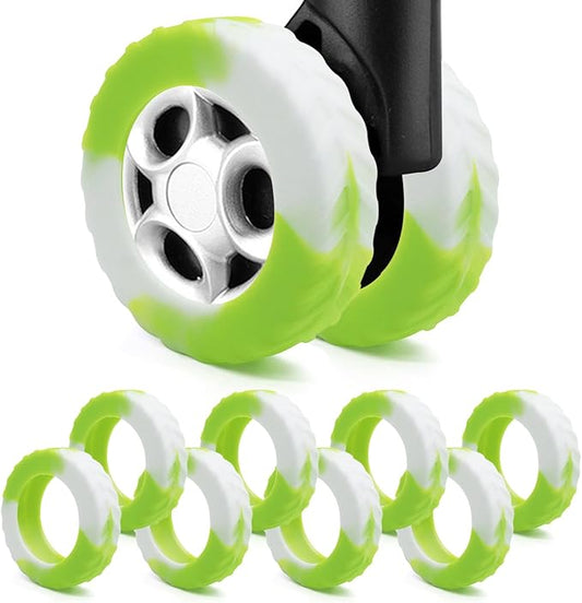 UMUST 8Pcs Luggage Wheel Covers,Silicone Cover for 2-2.4'' Suitcase Spinner Wheel, Upgrade Carry On Luggage Wheels Protector,Essential Travel Accessories (Gradual Green)