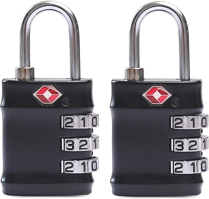 TSA Locks for Luggage, Combination Lock for Locker, Travel Essentials Padlock Combination, Combo Small Padlock for Gym Locker, Suitcase, Gun Case, Backpack, Bag, Zipper, Box, Cabinet