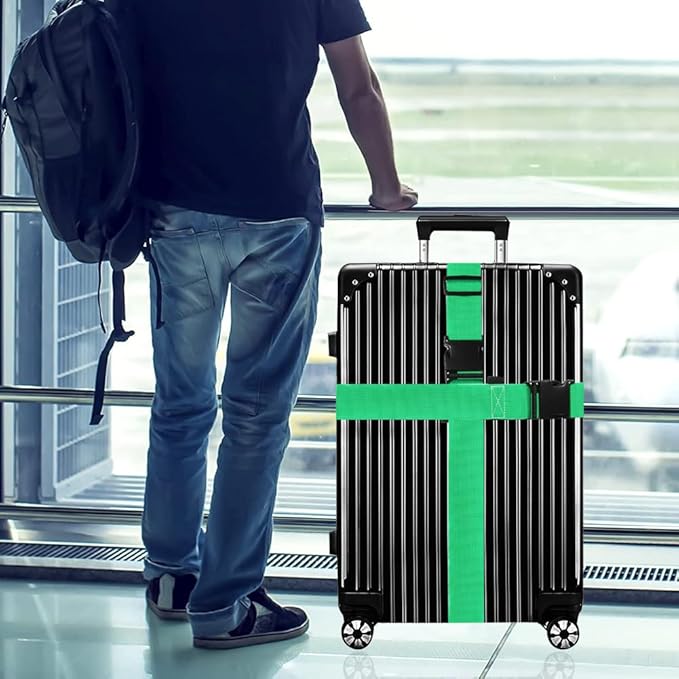 Luggage Straps for Suitcases TSA Approved-2 Pack Bright Personalized Luggage Belt Strap for Suitcase/Carry On Bag Luggage Accessories for Travel (Neon Green)