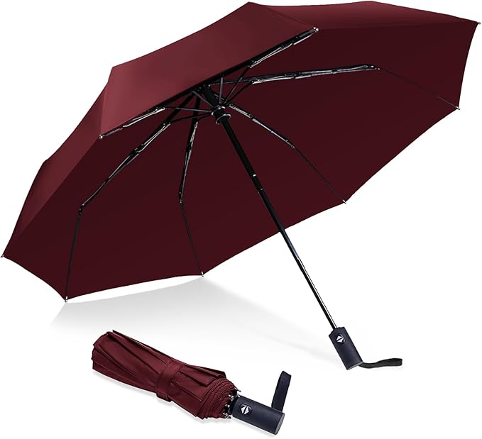 NPCQUN Travel Essentials Umbrella Windproof Compact Collapsible Light, Automatic, Strong and Portable, Wind Resistant Folding Small Umbrella for Rain
