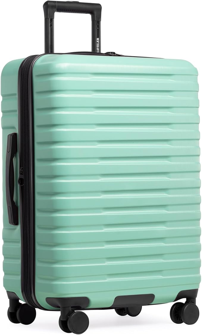 U.S. Traveler Boren Expandable Hardside Rugged Travel Luggage with 8 Spinner Wheels, Mint, Checked-Medium 26-Inch