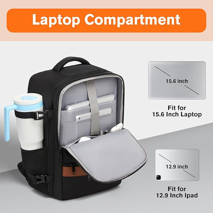 Smart Suitcase-style Laptop Backpack, 25L / 35L Practical Travel Bag for Work, Leisure & Flight, Luggage-Style Commuter Pack (Black, 35L)