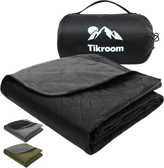 Large Waterproof Outdoor Camping Blanket, 80 x 58 inch Fleece Picnic Blankets Windproof Travel Stadium Blanket for Beaches Pets Car Camp Picnic Mat for Both Cold & Warm Weather