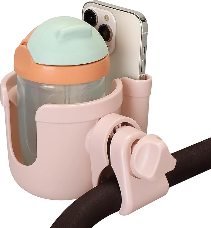 Accmor Stroller Cup Holder with Phone Holder, Bike Cup Holder, Universal Cup Holder for Uppababy Nuna Doona Strollers, 2-in-1 Cup Phone Holder for Stroller Bike Wheelchair Walker Accessory