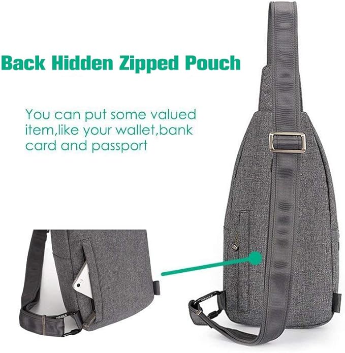 WATERFLY Small Crossbody Sling Backpack Anti Theft Backpack for Traveling Chest Bags for Men&Women Multipurpose Casual Daypack Hiking Shoulder Bag (Gray)