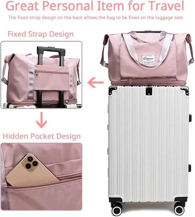 Large Capacity Foldable Travel Bag Expandable Portable Carry on Bag Dry&Wet Separation Sports Duffel Bags