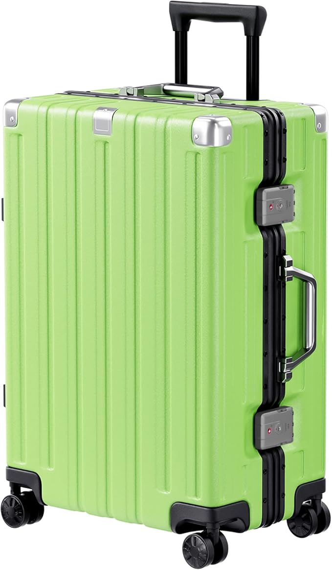 Krute Zipperless Luggage 24 Inch Aluminum Frame Suitcase with Spinner Wheels PC+ABS Hardide Checked Luggage TSA Approved