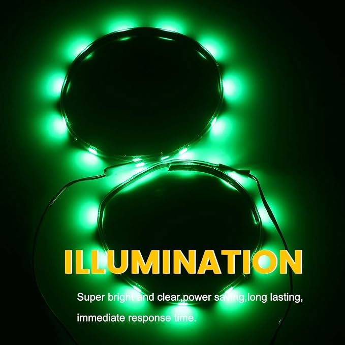 YM E-Bright Green Underglow LED Strip Lights 4 Pack 11inch IP67 Waterproof | 5050 15 SMD chips, DC12V low voltage, fits cars, motorcycles, golf cart, boats for interior & exterior decorative lighting