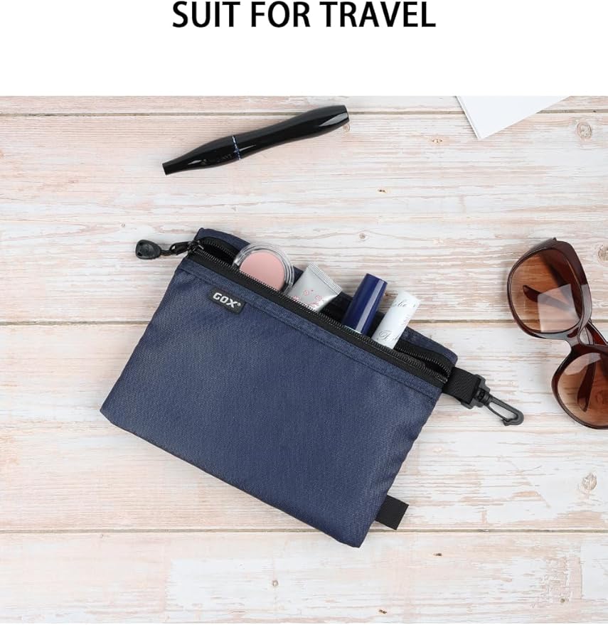 GOX Small Toiletry Bag for Men Bulk Cosmetic Bag Dopp Kit Carry On Zipper Pouch Organization Nylon Small Packing Sack Waterproof (Navy)