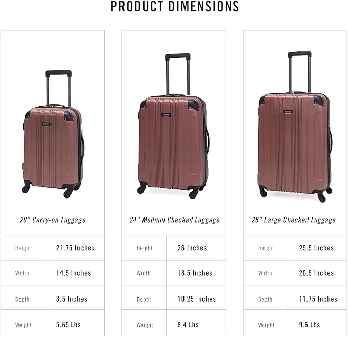 Kenneth Cole REACTION Out of Bounds Lightweight Hardshell 4-Wheel Spinner Luggage, Rose Gold, 20-Inch Carry On