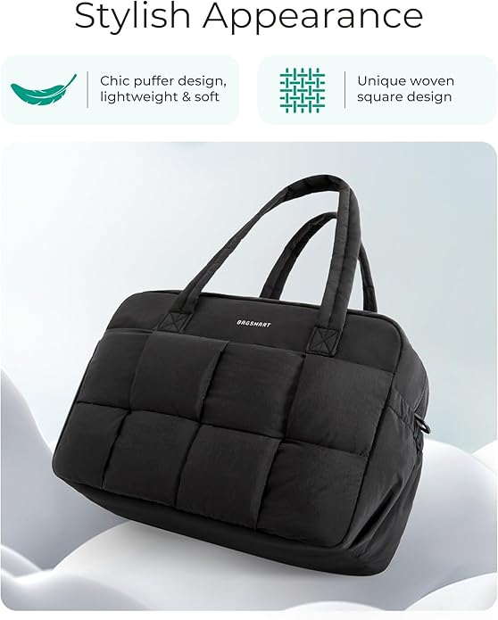 BAGSMART Gym Bag for Women, Personal Item Puffer Duffle Bag, Weekender Overnight Carry On Tote Handag for Travel