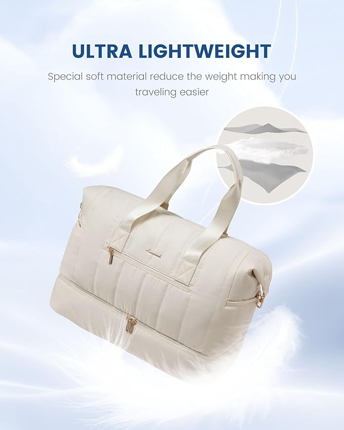 LOVEVOOK Travel Duffle Bag,Puffer Weekender Bags For Women with Shoe Compartment,42L Carry On Bags For Airplanes,Hospital for Labor and Delivery