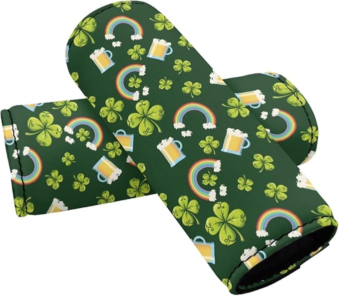 BIGCARJOB Novelty Leaf Print Luggage Handle Cover Set of 2 Pcs St. Patrick Decorative Suitcase Handle Sleeve Door Handle Wraps Travel Accessories Women Men Gifts