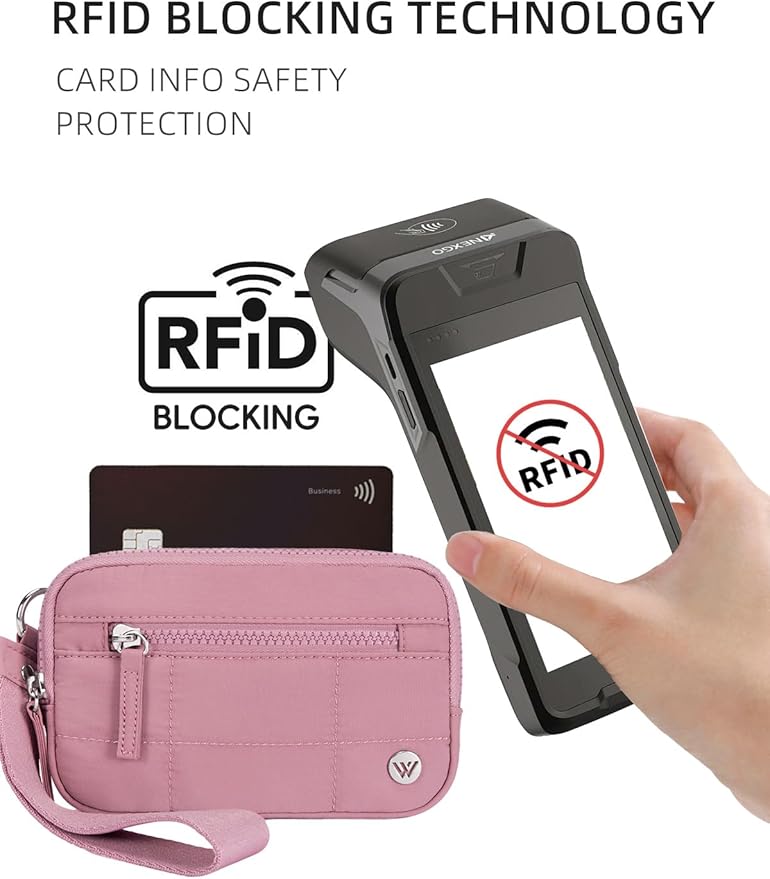 WESTBRONCO Wristlet Wallets for Women – RFID Blocking Quilted Nylon Phone Wallet, Card Holder Purse for Travel & Everyday Use