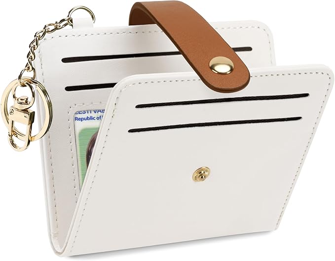 Airkit Small Wallets Woman RFID Blocking Leather Credit Card Holder - with ID Window - Card Wallets for Women - with Zipper Coin Purse - Keychain Wallet