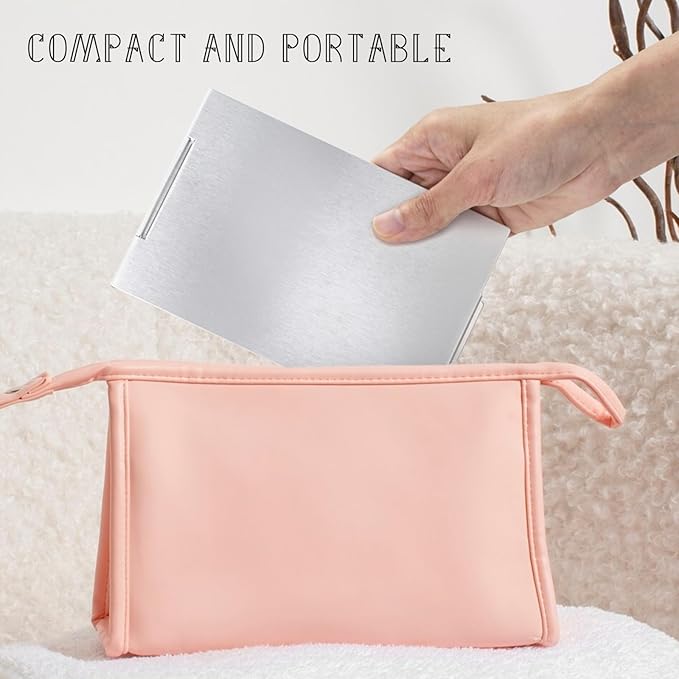 G2PLUS Portable Folding Vanity Mirror, Ultra-Slim Aluminum Shell Travel Mirror, 4x6 Inch Small Mirror for Travel, Bathroom, Makeup, Beauty, Grooming