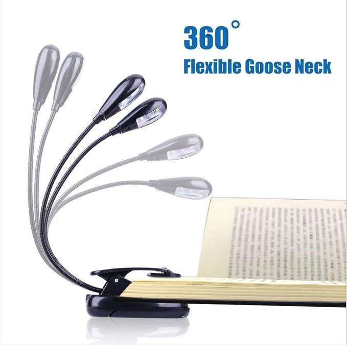 4 Pack Music Stand Lights, Eye Caring Clip-on Piano Light, USB & AAA Battery Operated, LED Book Reading Lamps, 4 Brightness, Ideal for Musician, Piano, Orchestra, Guitar, Travel (Dual Arm)