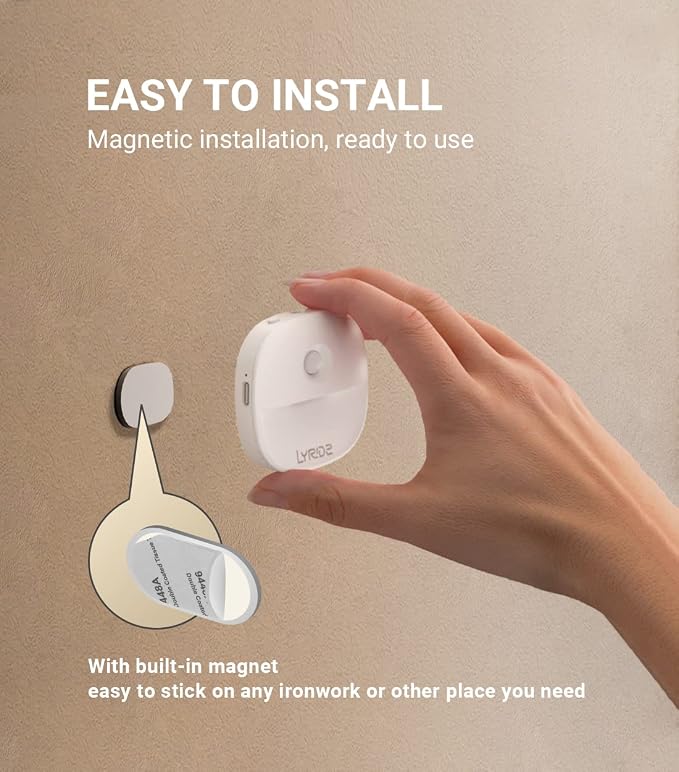 Rechargeable Battery Night Light with Motion Sensor, Dimmable Amber Nightlights for Bathroom, Bedroom, Hallway, Stairs, Pet House, 3 Pack