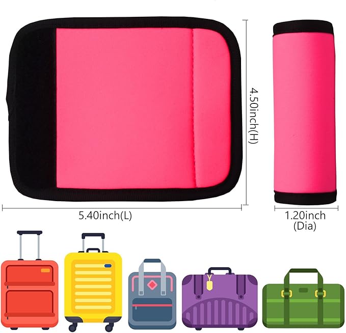 Luggage Handle Wrap 2 Pack Luggage Handle Wraps for Suitcase Bright Neoprene Luggage Handle Covers/Extender/Identifiers-Travel Accessories Must Haves (Pink-2 Pack)