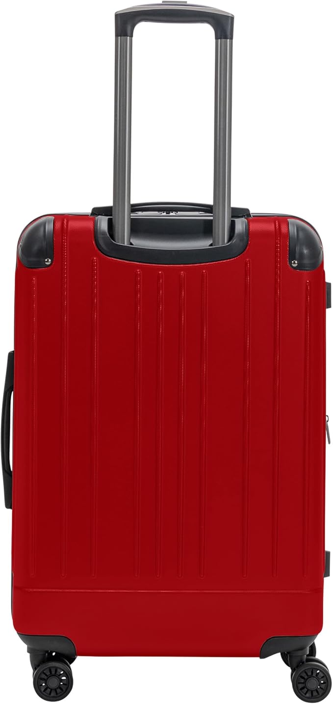Flying Axis Collection Lightweight Hardside Expandable 8-Wheel Spinner Luggage, Cherry Red, 24-Inch Checked