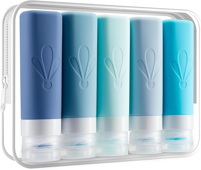 INSFIT Travel Bottles for Toiletries, TSA Approved 3oz Travel Size Toiletries, BPA Free Leak Proof Squeezable Silicone Tubes Travel Essentials for Shampoo Conditioner Lotion Soap