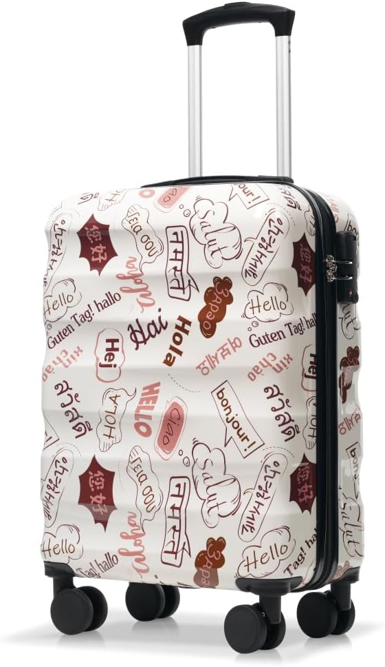 Lispin Luggage Set Softshell Expandable 4 Piece Suitcase with Wheels Softside Lightweight Travel Carry on Luggage (White 20"/24"/28")