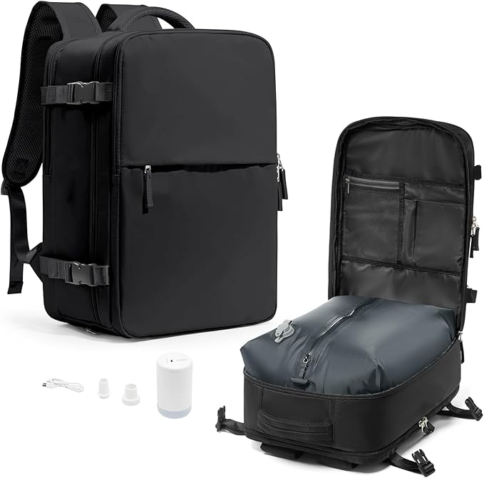 coowoz Vacuum Travel Backpack With Pump For Women Men Airline Approved,Carry On Backpack,Large Hiking Laptop Backpacks Waterproof Outdoor Sports Rucksack Casual Daypack Backpacks XLarge(Vacuum pump)