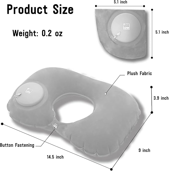 Lewis N. Clark Original Neckrest Inflatable Pillow, Waterproof Neck Pillow for Neck Support at the Beach, Pool + Airport Travel with Fully Adjustable Firmness and Included Carrying Pouch, Grey