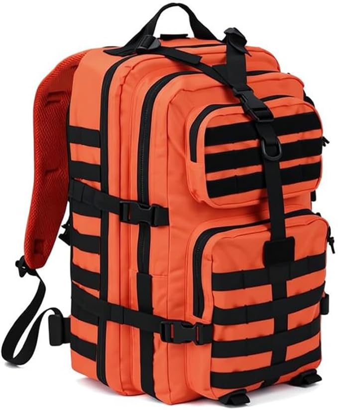 REEBOW GEAR Military Tactical Backpack for Men Large Army 3 Day Assault Pack Molle Bag Backpacks (Orange-black)