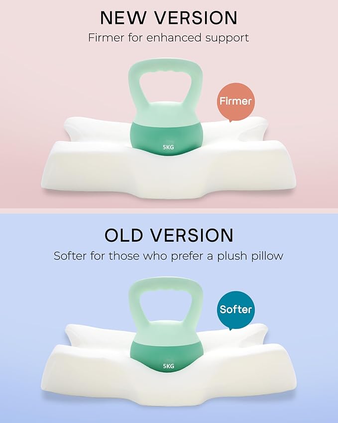 Elviros Cervical Memory Foam Pillows for Neck and Shoulder Pain, Neck Pillow for Sleeping, Side Sleeper Pillows for Adults, Ergonomic Orthopedic Sleeping for Back and Stomach Sleepers (Medium Firm)