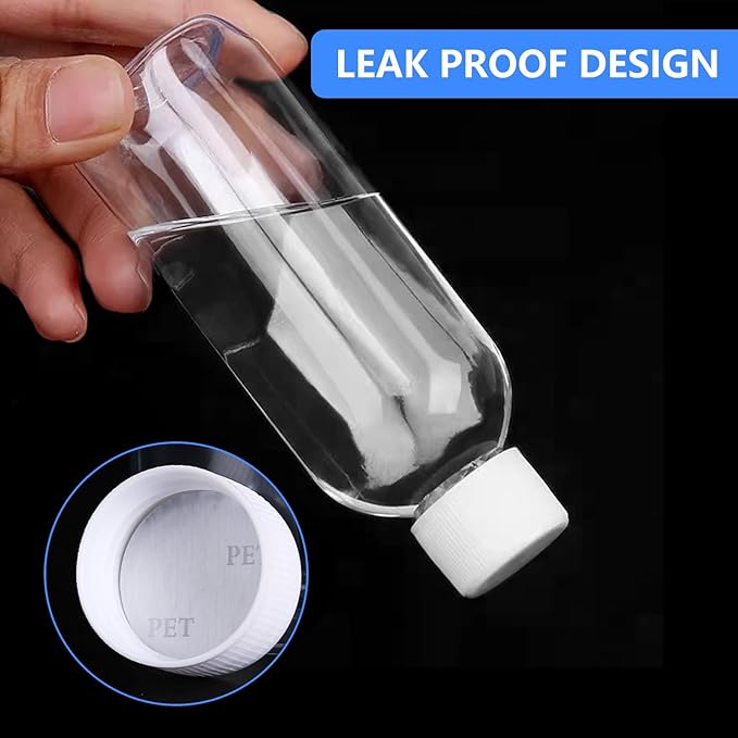 4 Pack 3.4 Oz (100ml) Clear Plastic Shot Bottles with caps - Travel Bottles for Health, Immunity, Wellness, Samples - Perfect for Ginger Juice & Personal Care on the Go
