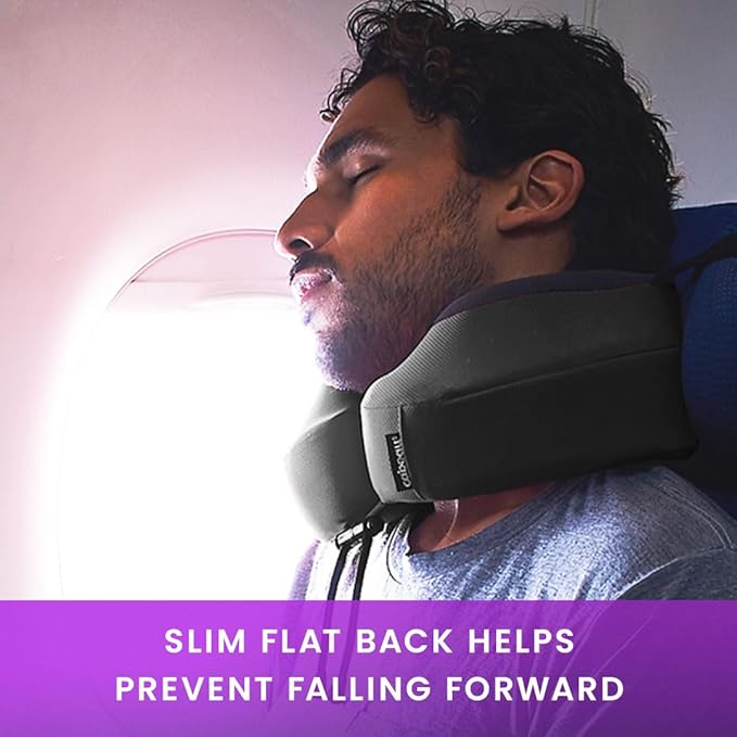 Cabeau Evolution S3 Travel Pillow - Memory Foam Neck Pillow for Airplane and Long Flights with Seat Straps for Head and Neck Support, 360 Degree Support (Steel Grey)
