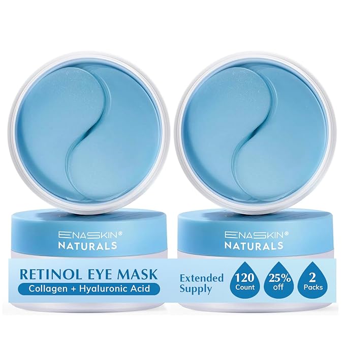 Enaskin Naturals Under Eye Patches for Dark Circles: 60 Pairs Retinol Collagen Eye Gels Mask - Reduce Wrinkles Puffy & Bags - Skin Treatment Pads - Anti Aging Moisturizer For Women (Blue 2 Pack)