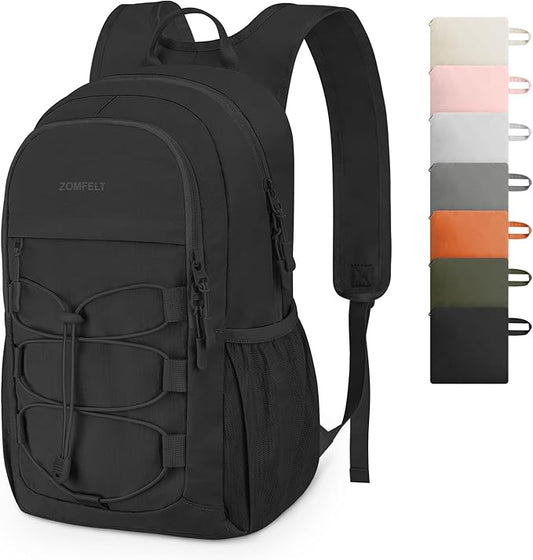 ZOMFELT Hiking Backpack for Women Men, 25L Lightweight Packable Backpacks for Trip, Water Resistant Small Travel Backpack, Foldable daypack for Hiking, Walking, Cycling, Camping, Black