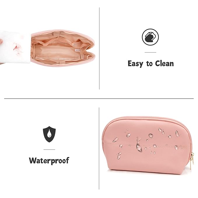 Ethereal Large Cosmetic Pouch, Lightweight Makeup Bag for Purse, Travel Zipper Pouch, Makeup Accessories Organizer, Pink
