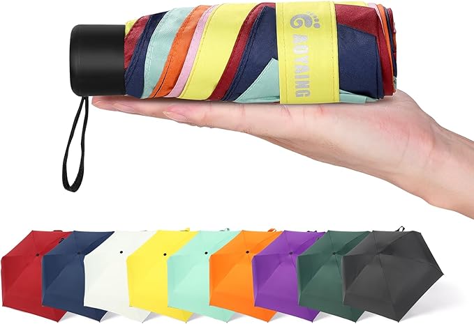 GAOYAING Compact Travel Umbrella with Case Sun&Rain Lightweight Small and Compact Suit for Pocket