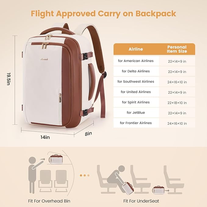 LOVEVOOK 50L Travel Backpack for Women,Carry on Luggage Backpack Flight Approved with 3 Packing Cubes,Waterproof Personal Item Travel Bag fits 17 Inch Laptop,Overnight Weekender Business Daypack