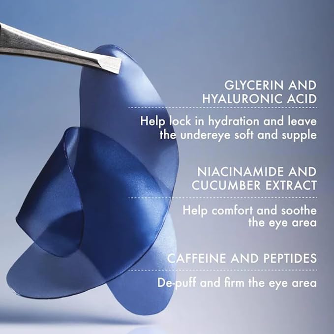 Summer Fridays Jet Lag Hydrating Eye Patches - De-puffing Hydrogel Under Eye Masks with Hyaluronic Acid, Caffeine + Peptides - Soothing + Refreshing At-Home + Travel Skin Care (15 Pairs)